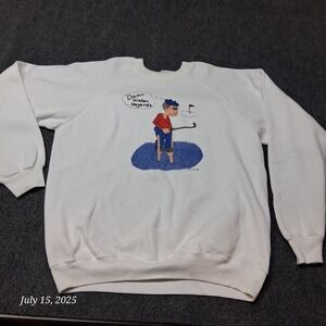 Vintage HANES Golf Water Hazard 90s Sweatshirt Size XL White‎ Funny